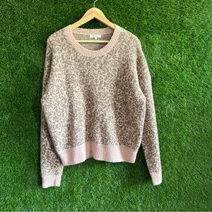 Madewell Leopard Pink Fuzzy Sweater Wool Blend
